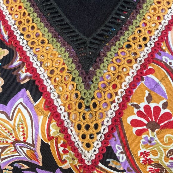 Stella & Ginger NWT Medium Multicolor Paisley Embroidered Long Sleeve Blouse - Picture 2 of 6